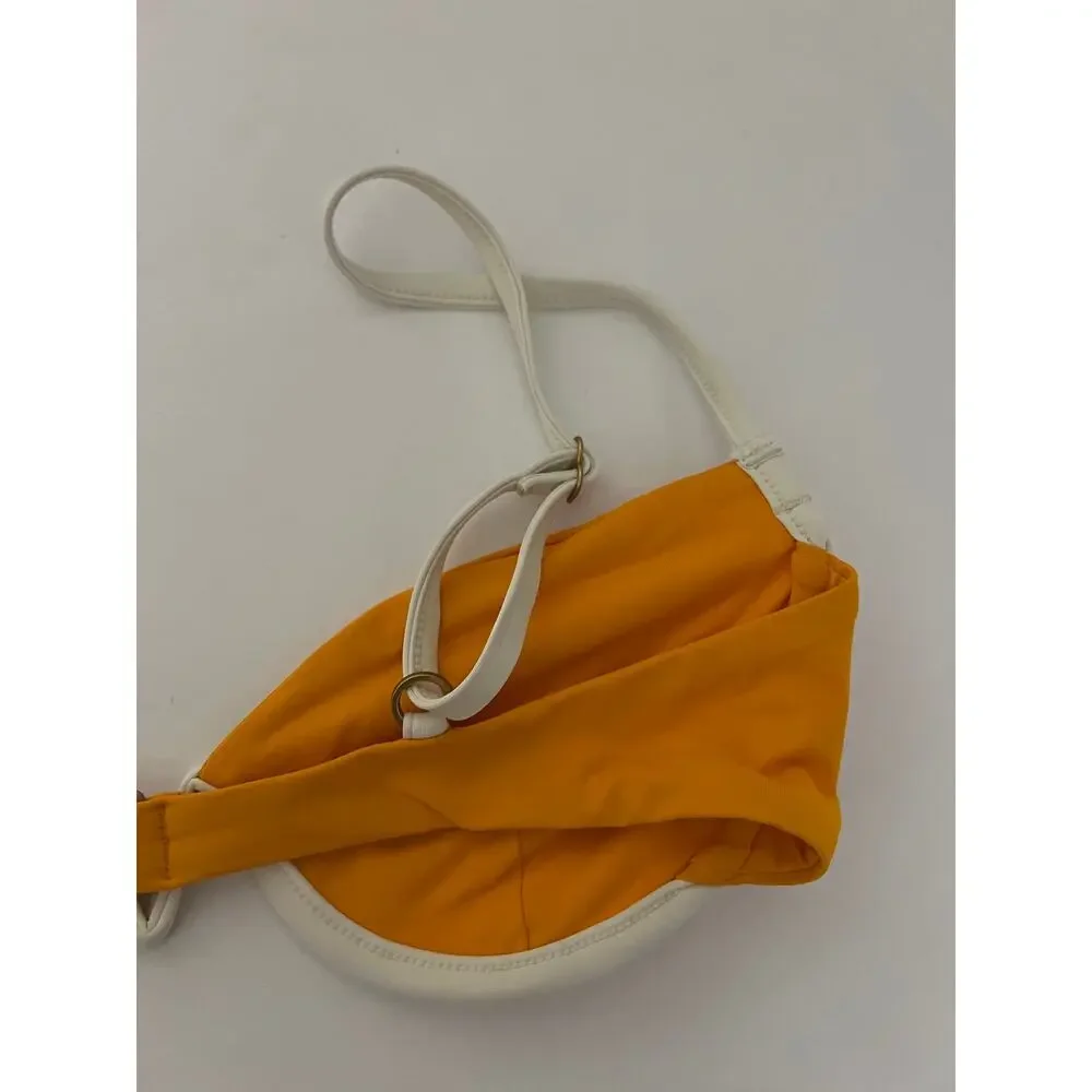 NWT L*Space Women's Nico Bikini Top Adjustable Straps Mango Orange Cream Size M